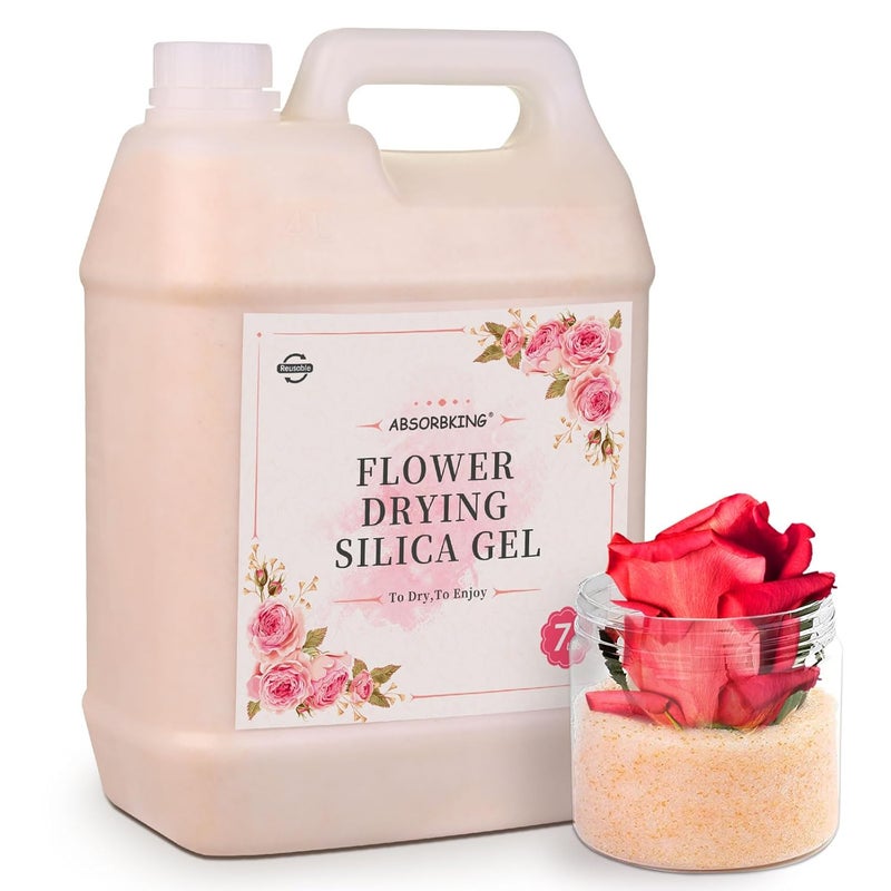 Absorbking Silica Gel Flower Drying – 7 LBS Flower Drying Silica by Reusable, Color Indicating Silica Gel Beads for Drying Flowers, Silica Sand Flower Drying for Wedding Decoration, Resin Mold, Graduation - Image 1